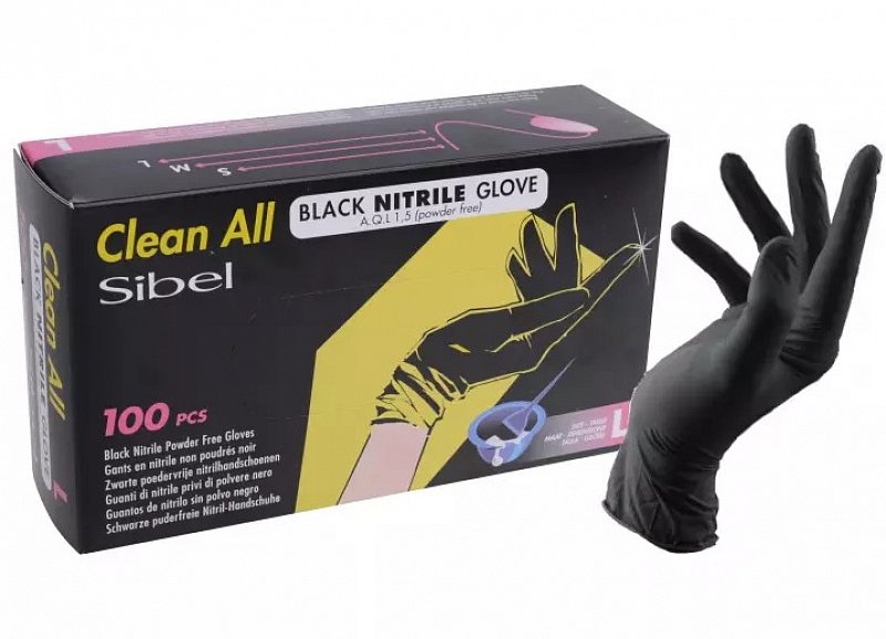 BLACK NITRILE CLEAN ALL Sibel 100ks/balenie - jednorázové nitrilové rukavice/čierna